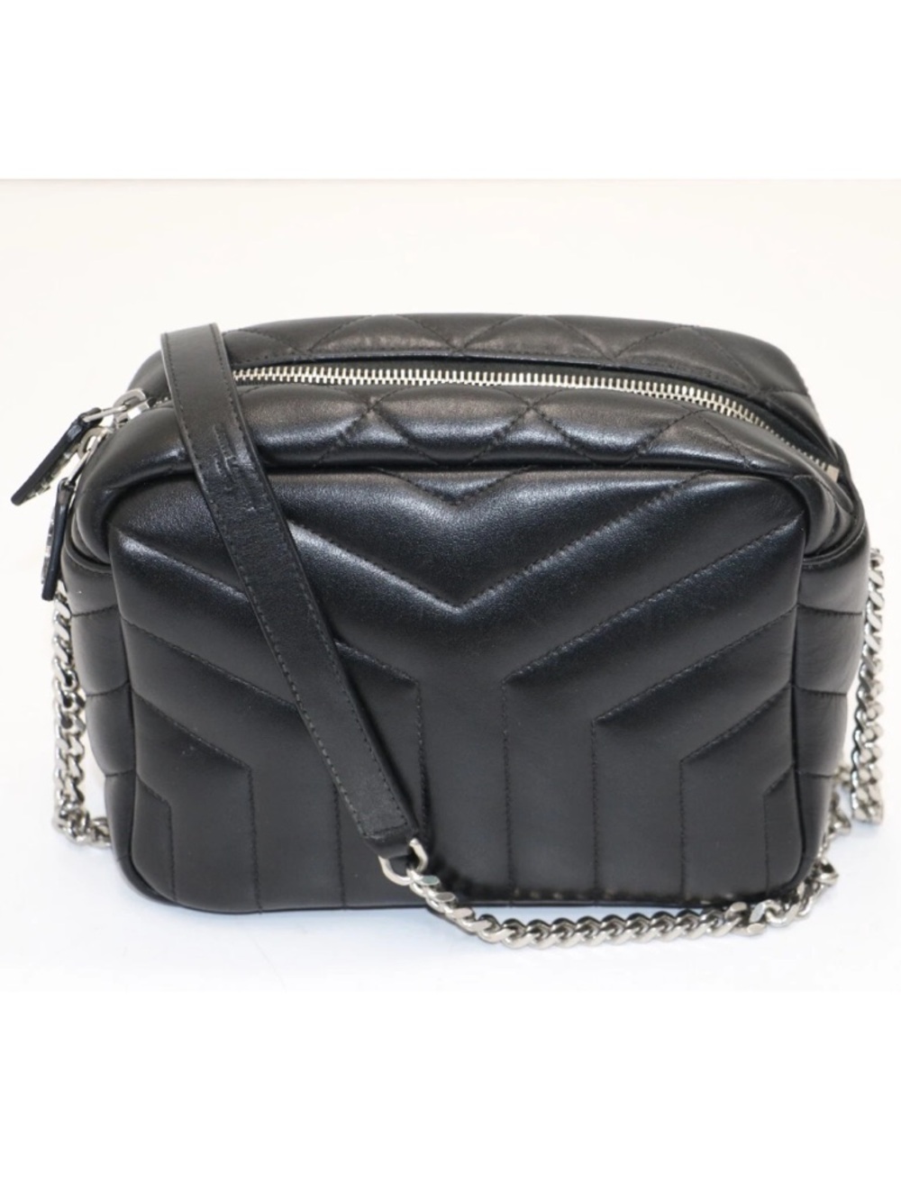 Saint Laurent Calfskin Y Quilted Monogram Small Loulou Bowling Bag